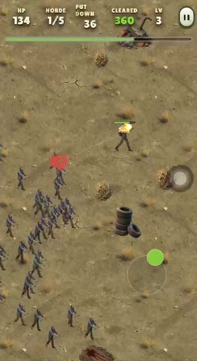 Gameplay: a survivor-style shooter against a zombie horde, with a level-up card offering three skills.